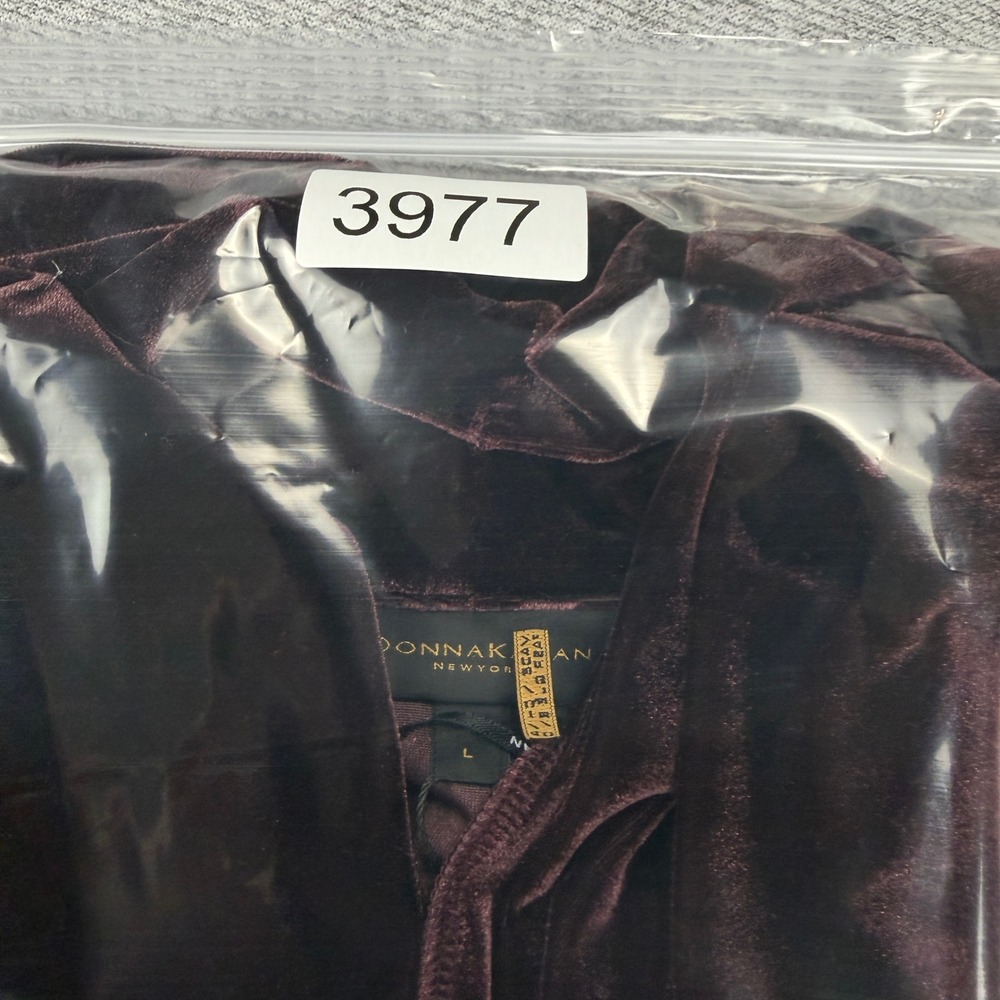 Donna Karan New York Velvet Twist Front Midi Dress Falling Leaves Purple L $165 - Picture 11 of 15